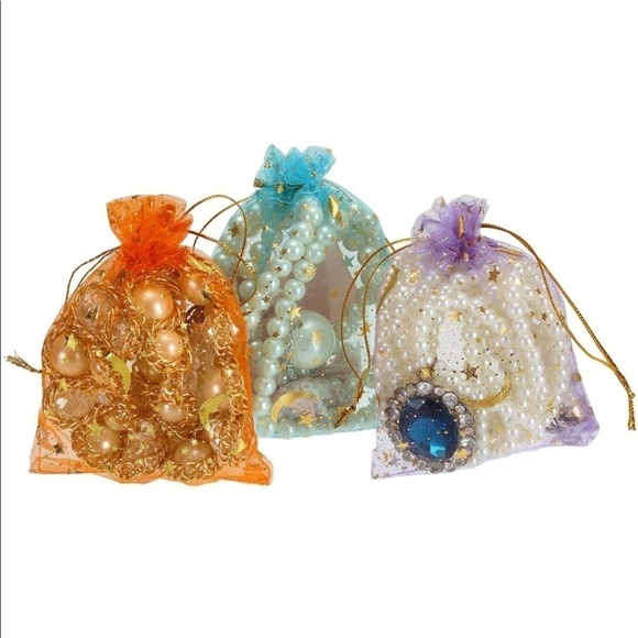 SHEER ORGANZA BAG GOLD FOIL CELESTIAL 20CT- 3.5 x 4.7 inch - Picture 1 of 3